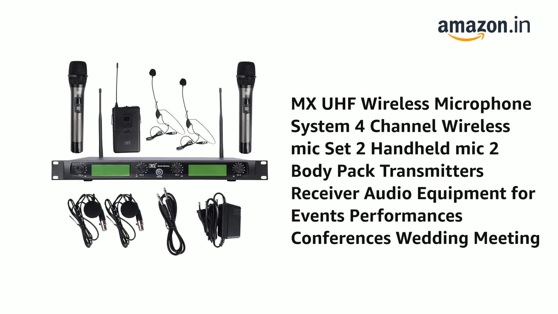 MX UHF Wireless Microphone System 4 Channel Wireless mic Set 2